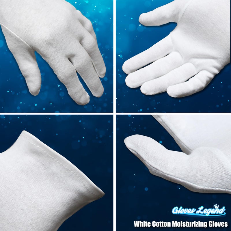 Gloves Legend 3 Pairs - Women Size Small - Gloves Legend White Cotton Moisturizing Gloves for Dry Hands Eczema Sleeping Nighttime Care - Image 3